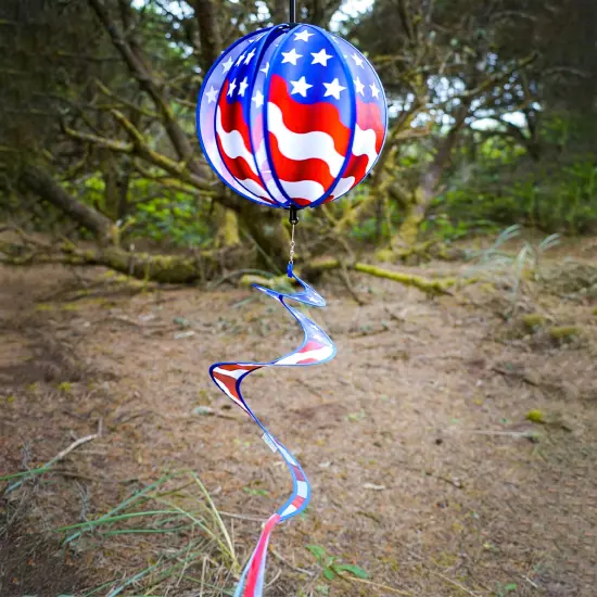 In the Breeze 11-inch USA Flag Hanging Ball Spinner, Wind Spinner, 2490 {2}