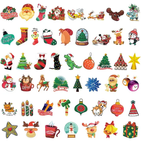 Wrapables Waterproof Vinyl Stickers for Water Bottles, Laptop, Phones, Skateboards, Decals for Teens, 100pcs Christmas {2}