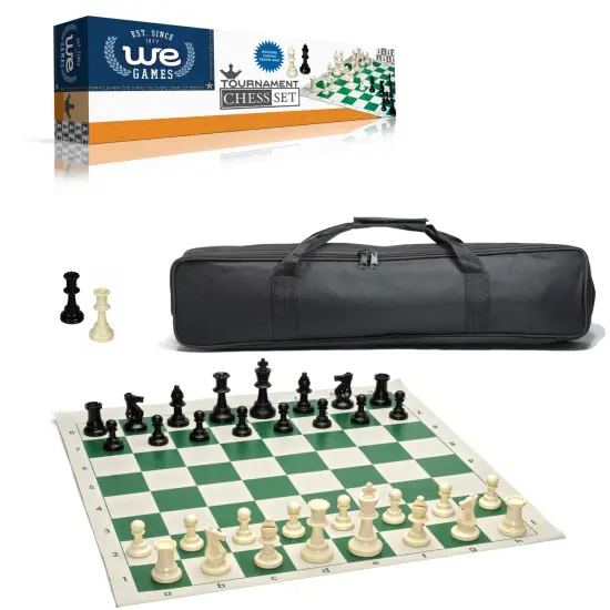 Complete Tournament Chess Set &ndash; Plastic Chess Pieces with Roll-up Chess Board and Travel Canvas Bag {7}
