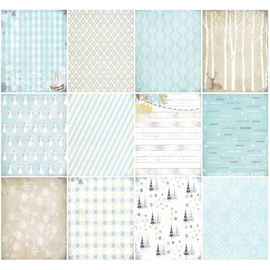 Wrapables 6x6 Decorative Single-Sided Scrapbook Paper for Arts & Crafts Projects, Scrapbooking, Card-Making Ice Blue Winter {3}
