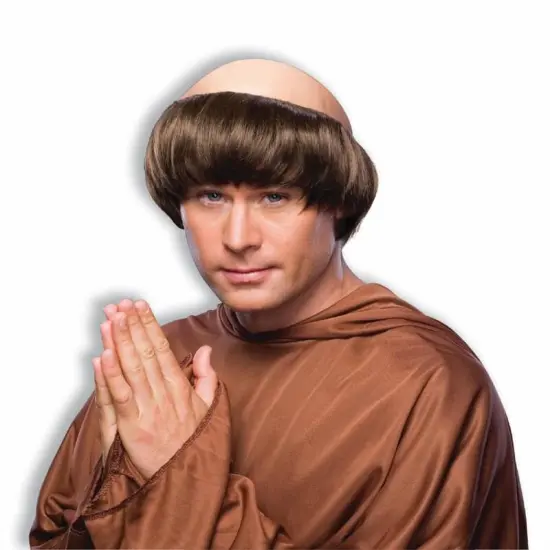 Religious Monk Dark Brown Adult Standard Costume Wig {1}