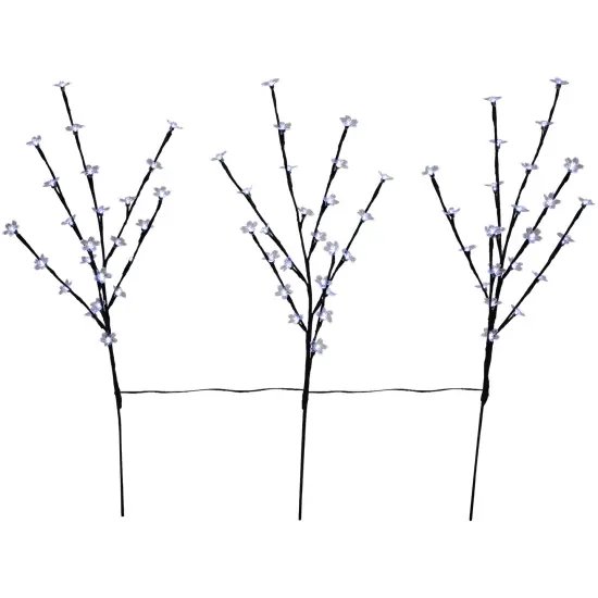 Northlight Pre-Lit Cherry Blossom Artificial Tree Branches- 2.5' - LED Pure White - Set of 3 Black {3}