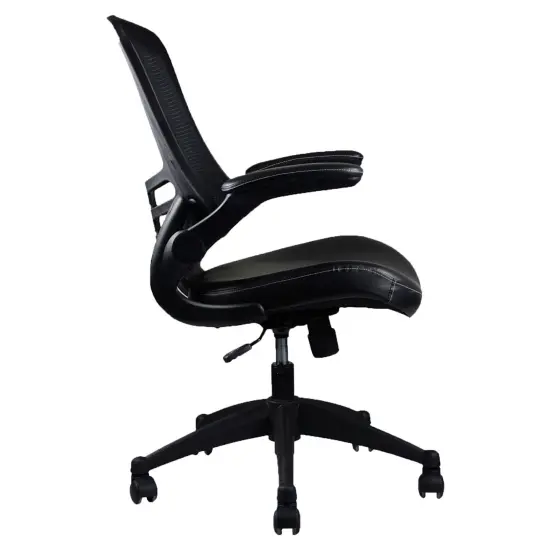 Techni Office Solutions 3' Solid Black Stylish Mid-Back Mesh Office Chair with Adjustable Arms {5}