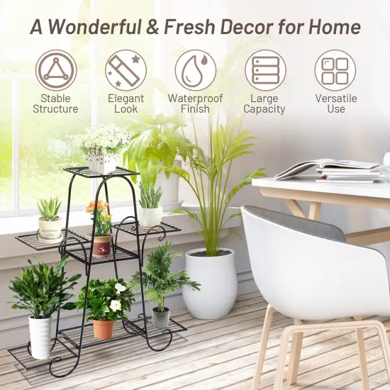 7 Tier Metal Patio Plant Stand {4}