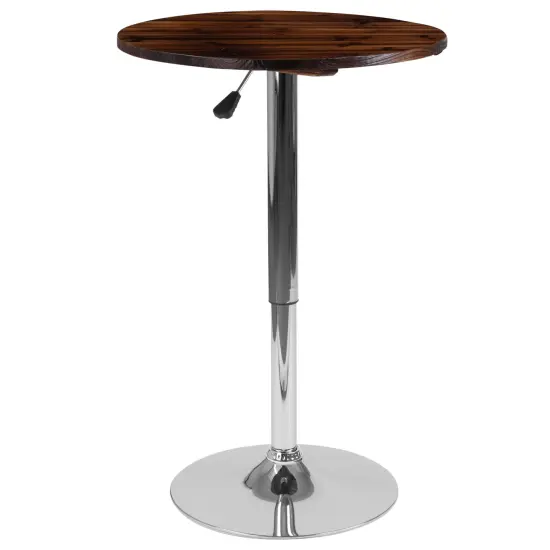 Emma and Oliver 23.5'' Round Adjustable Height Wood Table (Adjustable Range 26.25'' - 35.5'') Rustic Pine {2}