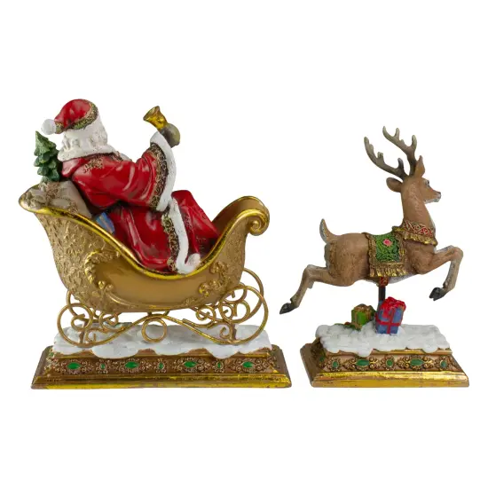 Roman Set of 2 Brown and Red Santa Claus with Reindeer Christmas Stocking Holders 9.5" {5}