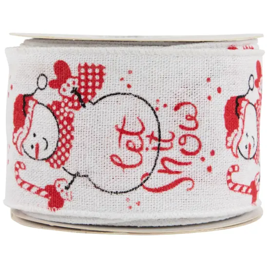 Northlight Snowman "Let It Snow" Wired Craft Christmas Ribbon 2.5" x 10 Yards White {5}