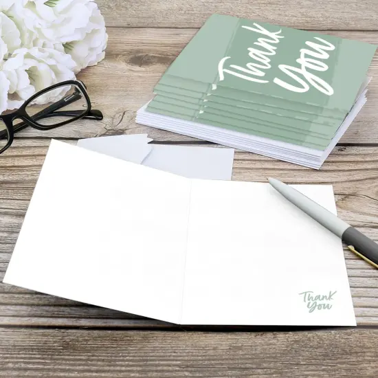 Big Dot of Happiness Sage Green Elegantly Simple - Guest Party Favors Thank You Cards (8 count) {6}