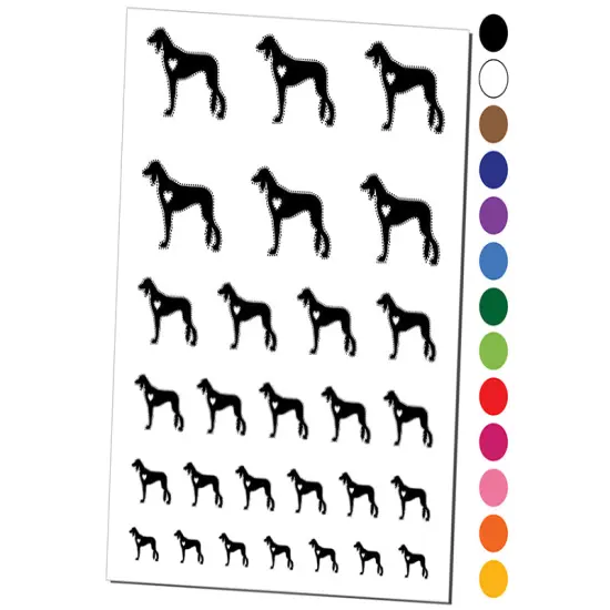 Saluki Dog with Heart Temporary Tattoo Water Resistant Fake Body Art Set Collection Dark Blue {1}