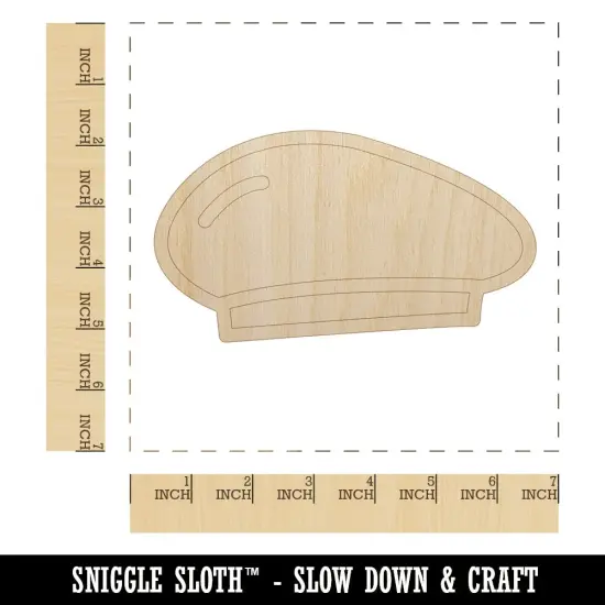 Beret Hat Doodle Unfinished Wood Shape Piece Cutout for DIY Craft Projects {1}