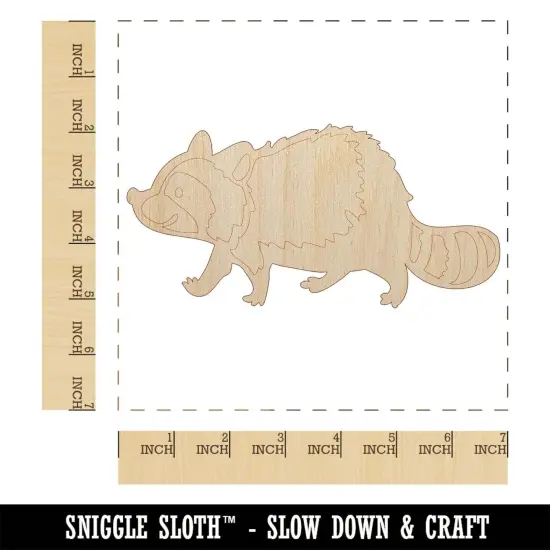 Cute Raccoon Walking Unfinished Wood Shape Piece Cutout for DIY Craft Projects {1}
