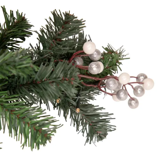 Northlight Pre-Lit LED Battery Operated Pre-Decorated Pine Christmas Garland - 9' x 12" - Warm White Lights Green {4}