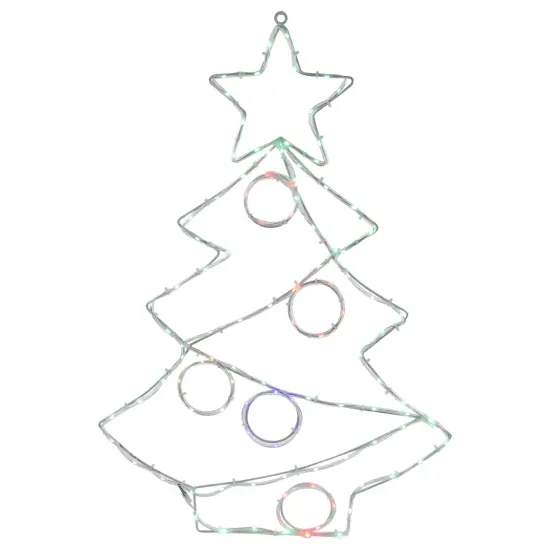 Northlight 28" LED Lighted Christmas Tree with Ornaments Window Silhouette White {3}