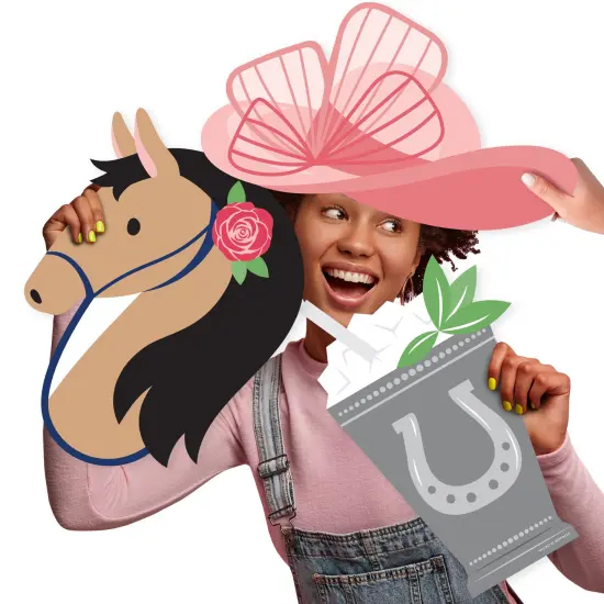 Big Dot of Happiness Kentucky Horse Derby - Fascinator Hat, Mint Julep, and Horse Decorations - Horse Race Party Large Photo Props - 3 Pc {1}