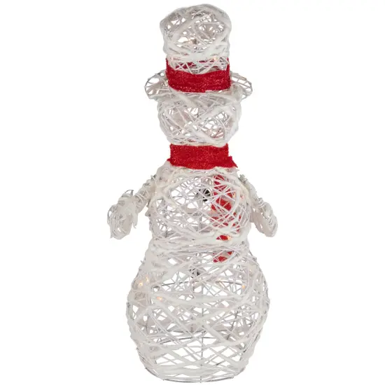 Northlight Lighted Glittered Rattan Snowman Outdoor Christmas Decoration - 28" - Clear Lights White {7}