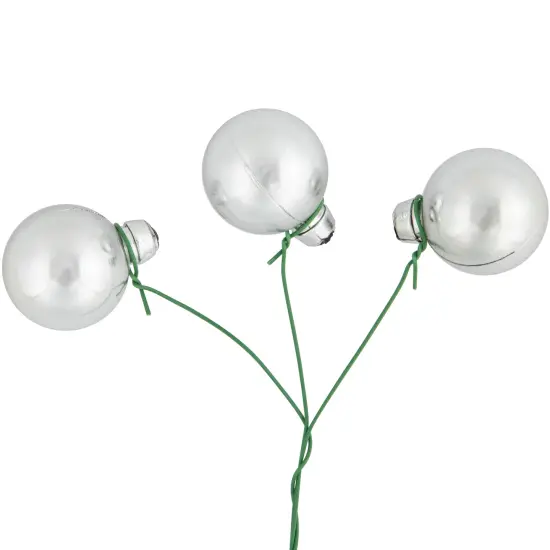 Northlight Shatterproof Ball Ornament Christmas Pick - 6.75" - Silver {7}