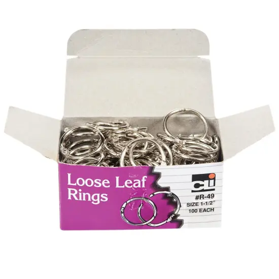 Loose Leaf Book Rings, 1-1/2" Diameter, 100 Per Box, 2 Boxes {2}