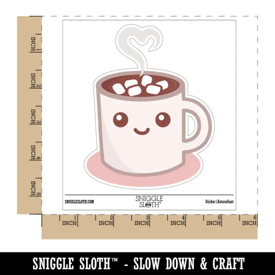Cute Kawaii Hot Chocolate Waterproof Vinyl Phone Tablet Laptop Water Bottle Sticker Set - 5 Pack {1}