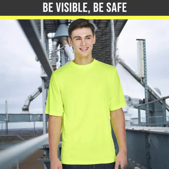 RADYAN&reg; Short Sleeve Safety Work Shirt for Men High Visibility Cotton Blend Crewneck Construction Tee {7}