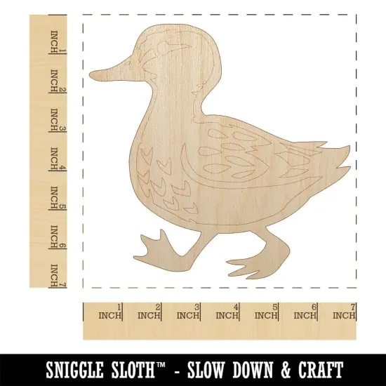 Cute Duck Walking Unfinished Wood Shape Piece Cutout for DIY Craft Projects {1}
