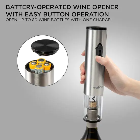 Ivation Electric Wine Opener, 9-Piece Wine Gift Set, Electric Bottle Opener, Wine Aerator Pourer {3}