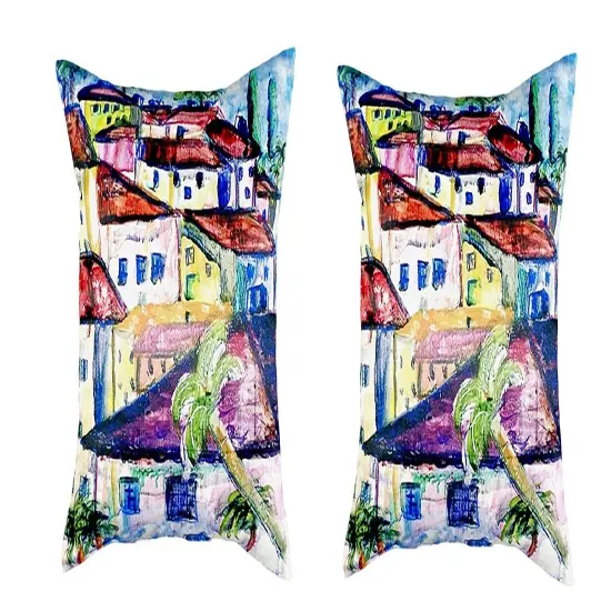 Pair of Betsy Drake Fun City II No Cord Pillows 16 Inch X 20 Inch {1}
