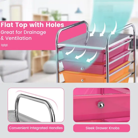 Costway 10 Drawer Rolling Storage Cart Scrapbook Paper Office School Organizer Color {6}