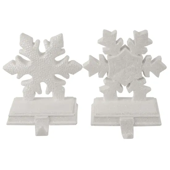 Northlight Glittered Snowflake Christmas Stocking Holder - 6.5&rdquo; - White - Set of 2 {1}