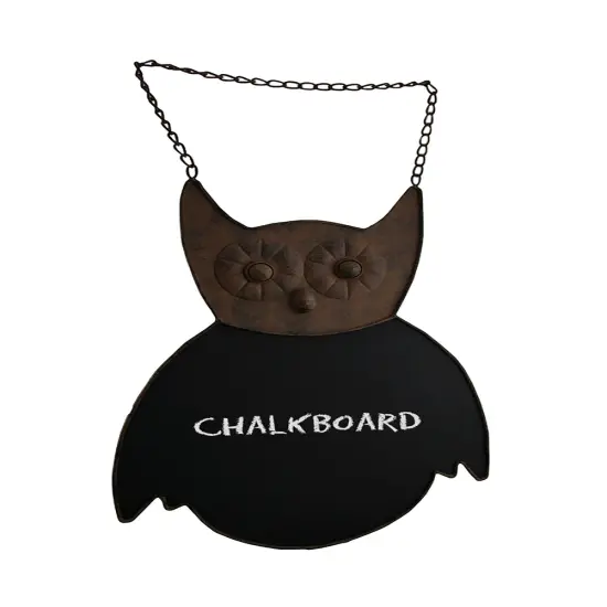 Rustic Brown Finish Owl Decorative Metal Chalkboard Wall Hanging 21 Inch {1}