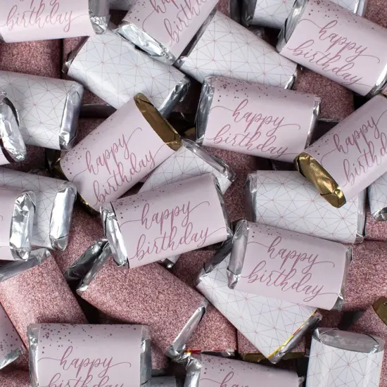 108 Pcs Rose Gold Happy Birthday Candy Hershey's Chocolate Mix by Just Candy (2 lb) {1}