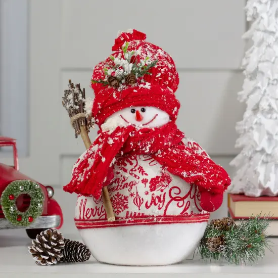 Northlight Standing Snowman Christmas Figure with Broom - 12.25" - Red and White {3}