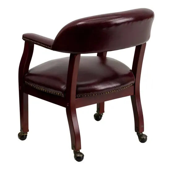 Emma and Oliver Conference Chair with Accent Nail Trimand Casters Oxblood Vinyl {4}
