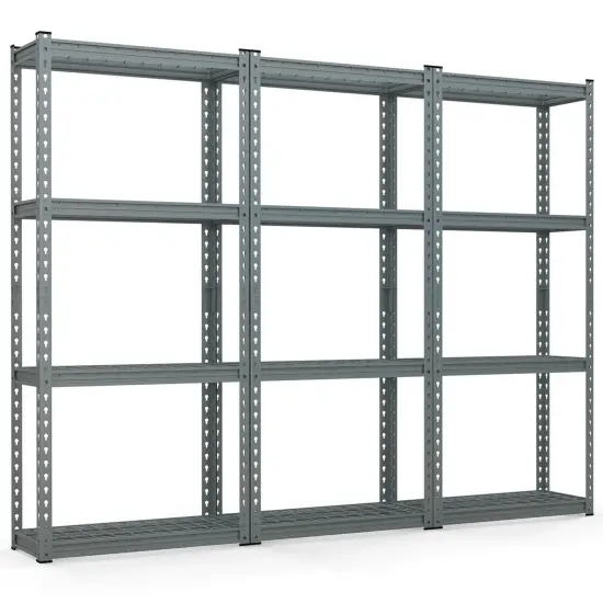 Costway 1/2/3/4 PCS 4-Tier Metal Shelving Unit Heavy Duty Wire Storage Rack with Anti-slip Foot Pads Grey {9}