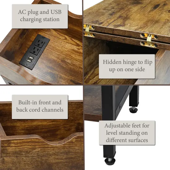 Creekview Home Emporium Narrow End Table with Charging Station with USB Ports {4}