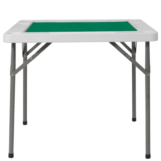 Emma and Oliver 34.5" Square 4-Player Folding Card Game Table with Playing Surface and Cup Holders Granite White {2}