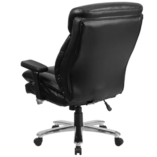 Emma and Oliver 24/7 400 lb. Big & Tall High Back Swivel Ergonomic Office Chair with Lumbar Knob Black LeatherSoft {4}