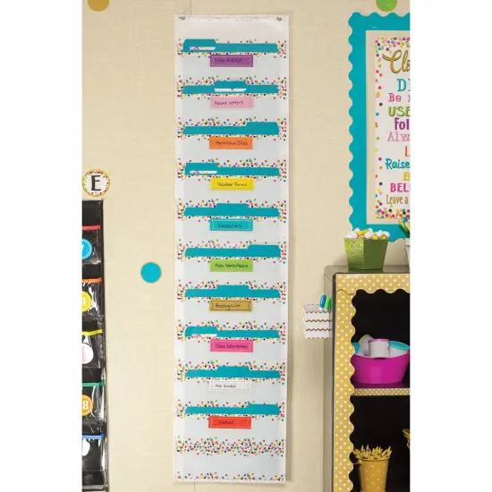 File Storage Pocket Chart, 10 Pockets, Confetti, 14" x 58" {2}