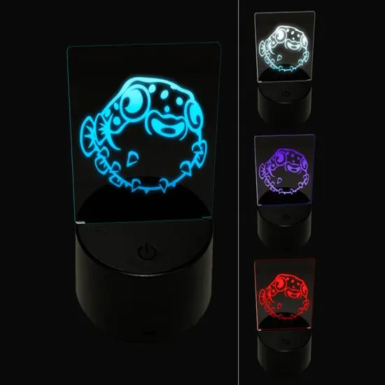 Happy Little Pufferfish 3D Illusion LED Night Light Sign Nightstand Desk Lamp {1}