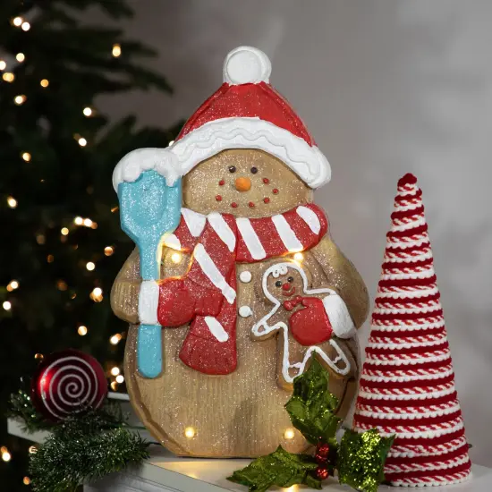 Northlight LED Lighted Gingerbread Snowman with Cookie Christmas Figure - 15.75" Brown {3}
