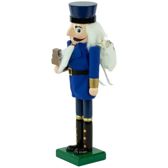 Northlight 14" Blue and Gold Wooden Mail Carrier Christmas Nutcracker {5}