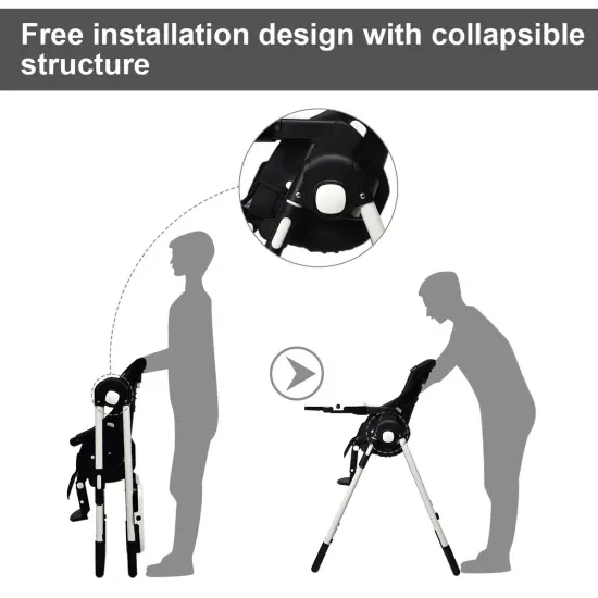 Foldable High chair with Multiple Adjustable Backrest Grey {7}