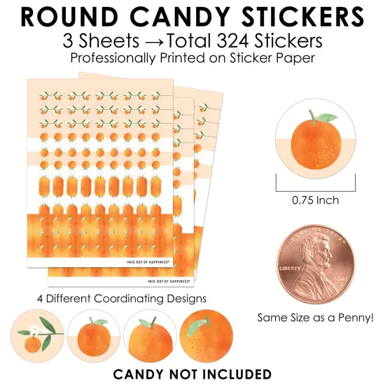 Big Dot of Happiness Little Clementine - Orange Citrus Baby Shower and Birthday Party Small Round Candy Stickers - Party Favor Labels - 324 Count {4}