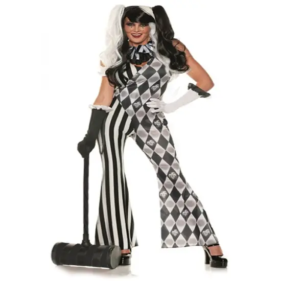 Women's Black And White Circus Harlequin Costume {1}
