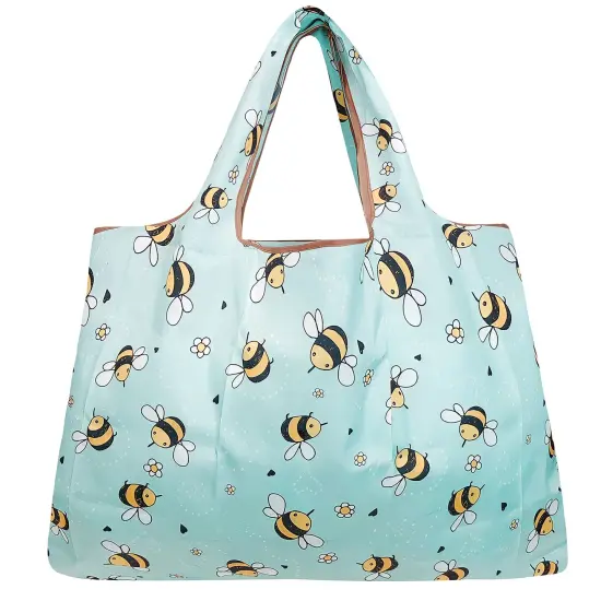Wrapables Large Foldable Tote Nylon Reusable Grocery Bag Bumble Bees {2}
