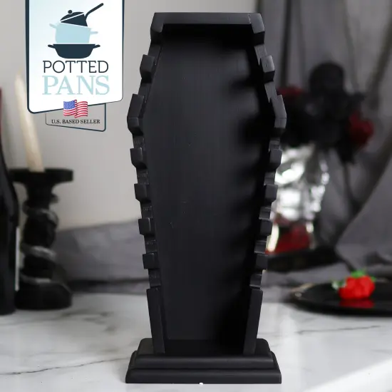 Potted Pans Spooky Kitchen Coffin Shelf Knife Block - Gothic 7 Blade Knife Stand {6}