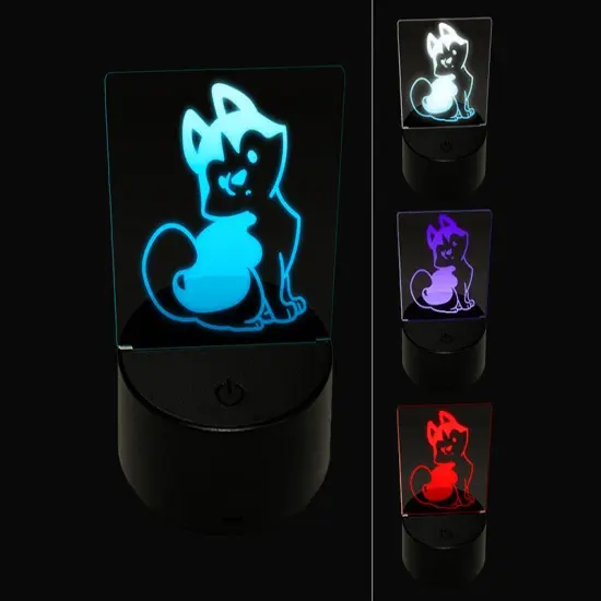 Siberian Husky Sitting Dog 3D Illusion LED Night Light Sign Nightstand Desk Lamp {1}