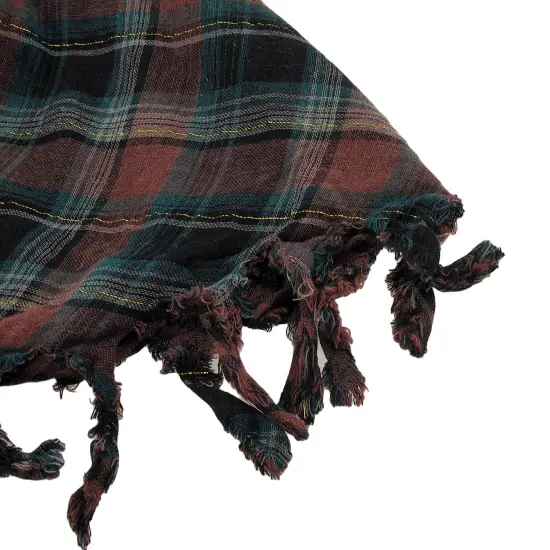 Brown Plaid Triangular Reversible Neck Scarf Tartan {4}