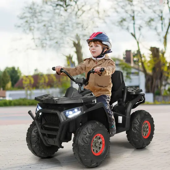 12 V Kids Electric Four Wheeler with 2 Powerful Drive Motors and Wear-Resistant Wheels Black {2}