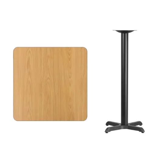 Emma and Oliver 30" Square Laminate Table Top with 22"x22" Bar Height Table Base Natural {3}