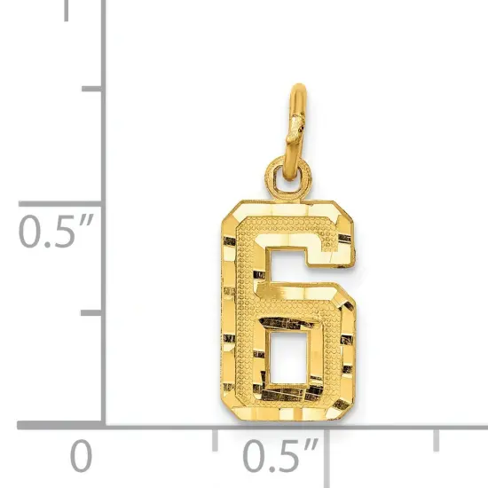 14K Gold Small Number 6 Charm Pendant FindingKing Jewerly 20mm x 7mm {3}